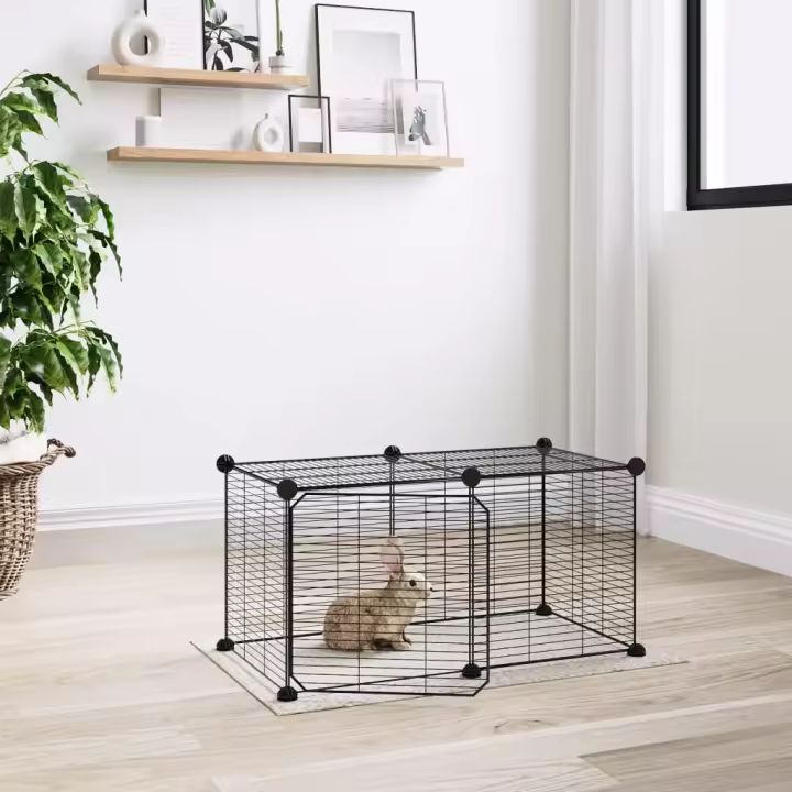 vidaXL Jaula para mascotas de 8 paneles con puerta acero negro 35x35cm - 1