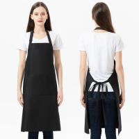 Ajustable Delantal De Cocina Con Bolsillos Para Hombres Y Mujeres Delantal De Chef Con Cuello Halter Negro Sencillo Herramienta De Cocina - details 3