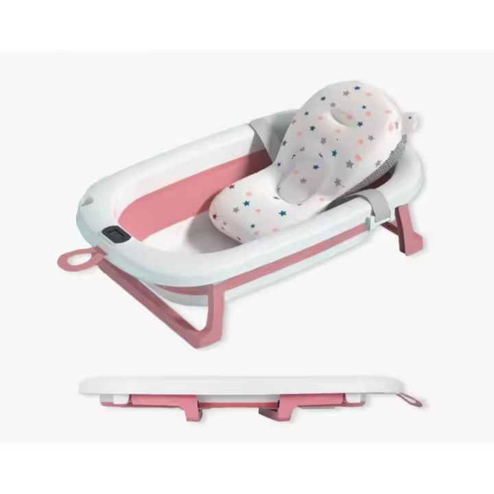 Bañera para bebés plegable, Bañera para bebés con patites antideslizantes - Bañera para bebés portáthil y fácil de guardar-Bañera para bebés plegable with asiento ergonómico con sensor de temperatures Digital - 1