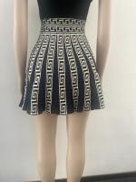 Vestido Mini De Oficina Para Mujer Estampado Y Elástico De Tenis Con Cuello Redondo Y Falda Plisada Casual Middle Age Polyester - details 53