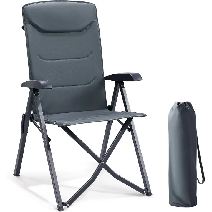 Silla de Camping Adulto 150kg Silla de Jardín Plegable Portátile de Alta Resistencia Respaldo Alto Silla Reclinable de 4 Posiciones para Campamento Picnic Jardín Caravana - 1