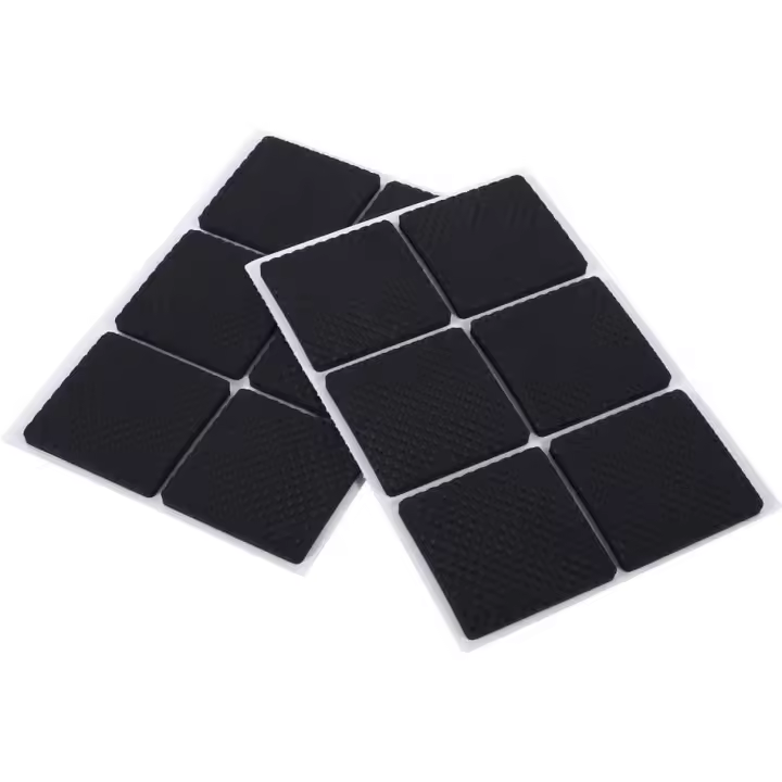 Non-Slip Rubber Furniture Pads, 12Pcs Wood Floor Protector Pad Table Chair Leg Floor Protectors Square Rubber Feet(Black) - 1