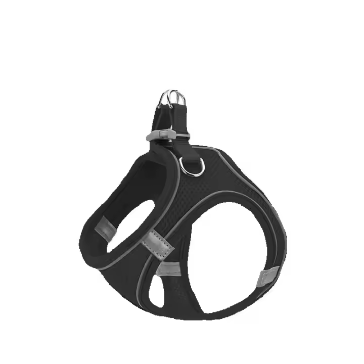 Arnés y Correa para Perros de Malla elegant Negra S, arneses para Perros que no se escapan y son fácil de caminar, Chaleco reflectante ajustable para Perros (Negro, S) - 1