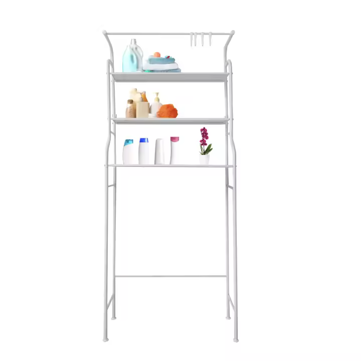 Estantería de baño WC Nyana Home 3 baldas 1 colgador superior 163x68x25cm Multiusos Lavabo WC Organizacion de ropa y lavadora - 1