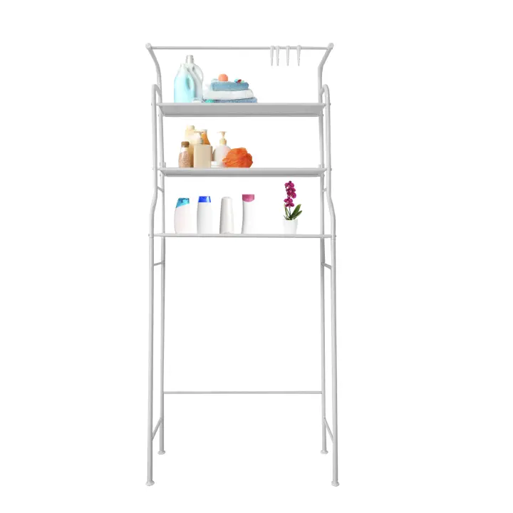 Estantería de baño WC Nyana Home 3 baldas 1 colgador superior 163x68x25cm Multiusos Lavabo WC Organizacion de ropa y lavadora - 1
