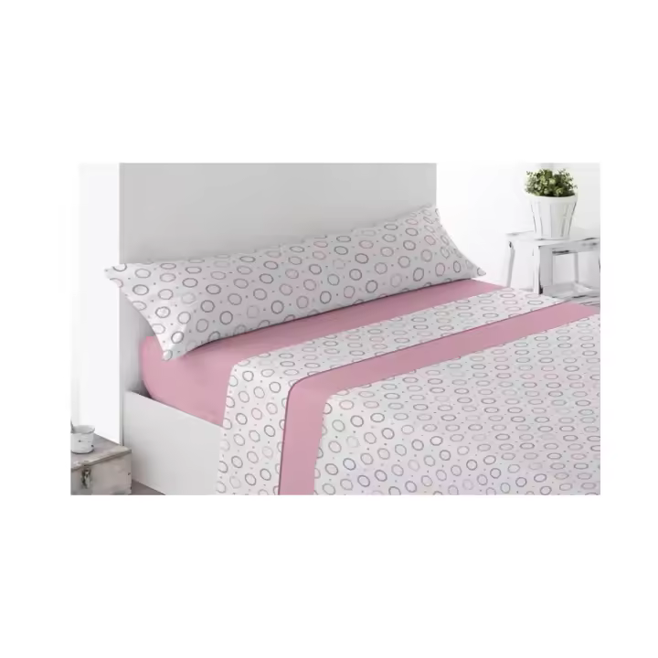 Bajera, Sábana Plana y 1 Funda de Almohada( cama 90-105-135-150-180), modelo círculo, Poliéster Microfibra - 1