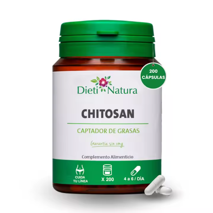 Dieti Natura Chitosan (Quitosano) - Pérdida de Grasa Natural y Modera la Ingesta Calórica 200 cápsulas - 1