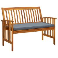 vidaXL Banco de jardín con cojines 119 cm madera maciza de acacia en color Gris oscuro/Crema | acolchados duraderos para sofás de jardín terraza exterior - details 0