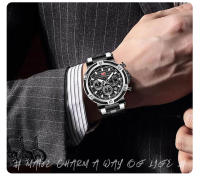 Reloj De Pulsera De Cuarzo MINI FOCUS Para Hombre Con Cronógrafo Y Manos Luminosas Acero Inoxidable Bisel Redondo Resistente Al Agua - details 19