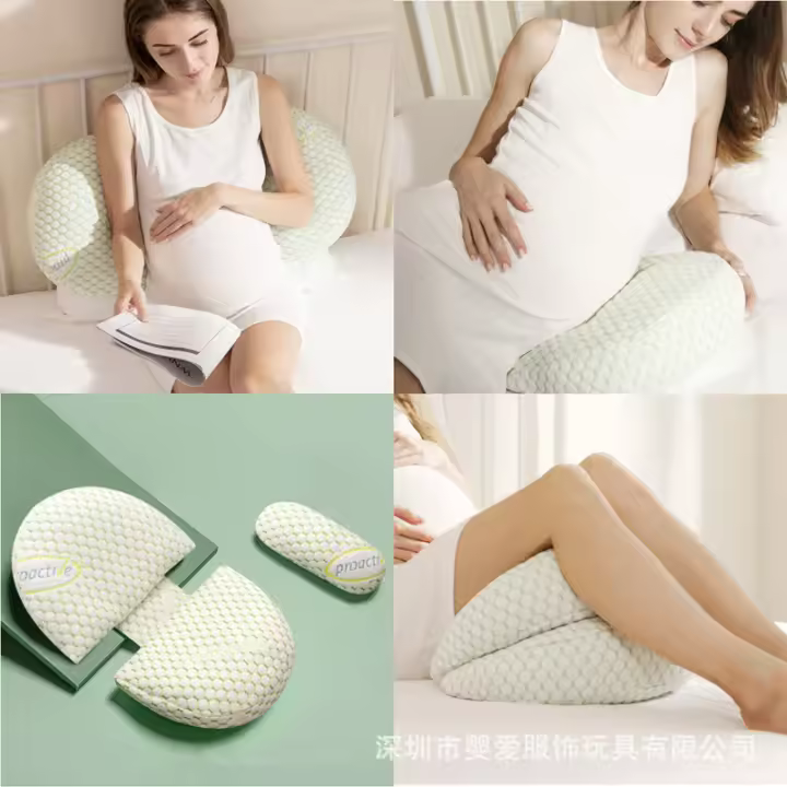 Mov Almohada de embarazo con protección para la cintura, almohada para dormir de lado, soporte abdominal ajustable y desmontable, cojín de protección abdominal en forma de U para dormir de lado durante el embarazo - 1