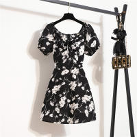 Vestido Mini De Verano Para Mujer Estampado Floral Chiffón Casual Cintura Natural Manga Larga Suelta Cierre De Cremallera - details 25
