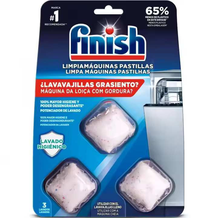 Finish LIMPIAMÁQUINAS en PASTILLAS, Limpia y Desengrasa, Elimina Suciedad Oculta, Evita Malos Olores, Aroma Regular, Profesional - 1