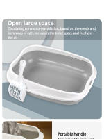 Caja De Aseo Para Gatos Semi-Apellada Anti-Salpicaduras Gran Tamaño Para Gatos Grandes Y Gatitos Suministros De Limpieza Vaso Para Orina De Gatos - details 3