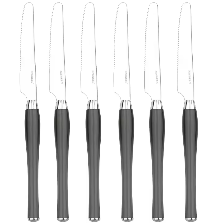 Renberg SET DE 6 CUCHILLOS DE MESA ACERO INOXIDABLE GRISES - 1