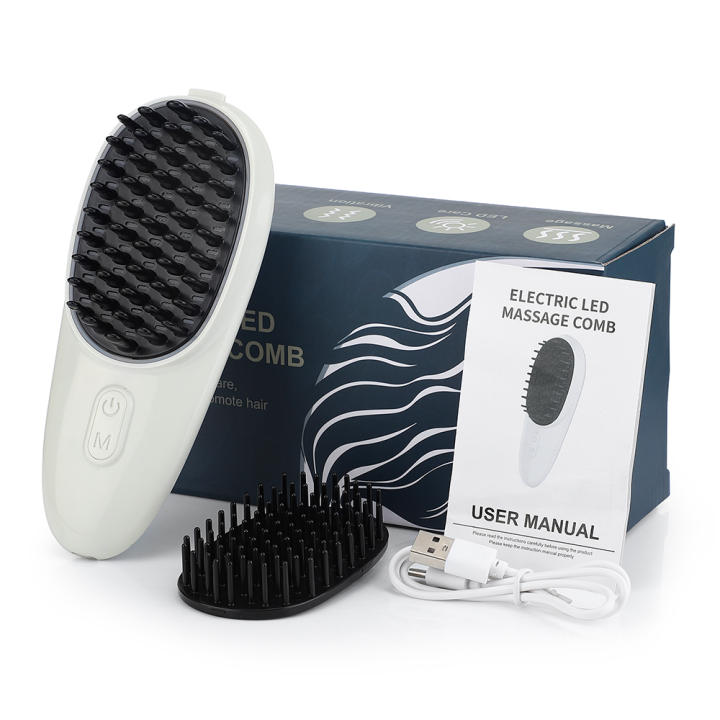 Zvd electric massage comb with light therapy for hair treatment vibrating ipl physiotherapy scalp massage brush for hair growth