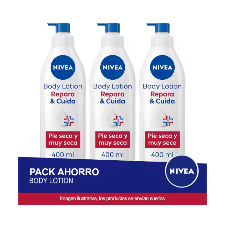 NIVEA Body Milk Repara & Cuida 400ml - Pack ahorro de 3 unidades (total 1,2 litros) - 1