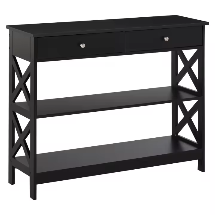 HOMCOM Mesa Consola de Entrada Recibidor con 2 Cajones y 2 Estantes Inferiores Mueble Moderno Base Elevada Antivuelco 100x30,5x80 cm - 1