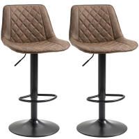 HOMCOM Juego de 2 Taburetes Altos de Cocina Tapizado en PU Taburetes de Bar con Altura Ajustable Asiento Giratorio y Reposapiés Carga 120 kg 46,5x51x86-106 cm Marrón - details 0