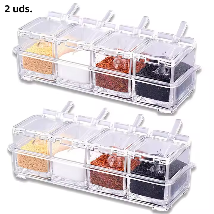 Jars De Condimentos Organizador De Cocina Almacenamiento De Azúcar Y Pimienta Con Tapa Botellas De Especias Para La Cocina Accesorios Modernos De Plástico - 1