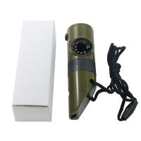 Silbato De Supervivencia Multifuncional 7-en-1 Portátil Con Compás Lente De Acero Y Espejo De Señal Termómetro Y Linterna - details 4