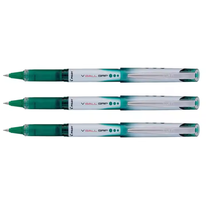 Pilot Bolígrafo V-BALL GRIP 5 Roller Punta Aguja 0,5 mm Tinta Líquida Verde (Pack de 3) - 1