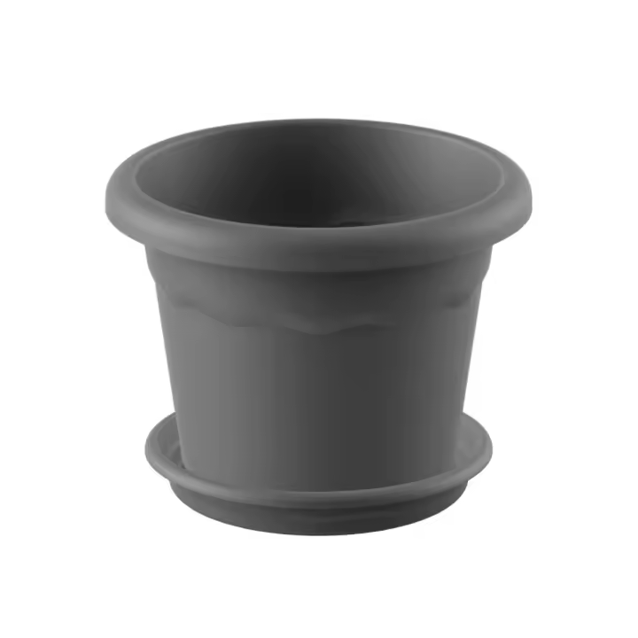 Plastiken Pack Maceta Redonda con Plato Color Antracita Terra 26 X 19 Cm - 1