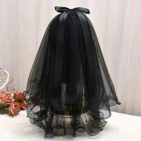 Velo De Novia Negro Vintage Doble Capa De Gasa Malla Con Encaje Para Mujeres Y Niñas Accesorio De Cabeza Para Fiestas Y Fotos - details 9