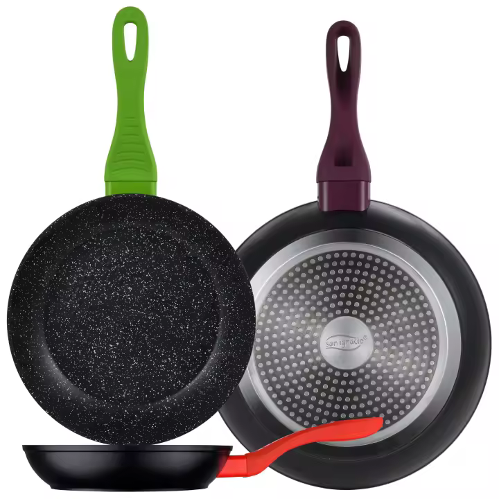 SAN IGNACIO Juego de sartenes 20/24/28 cm en aluminio forjado aptas para todos los fuegos incluido inducción, colección Jolie - 1