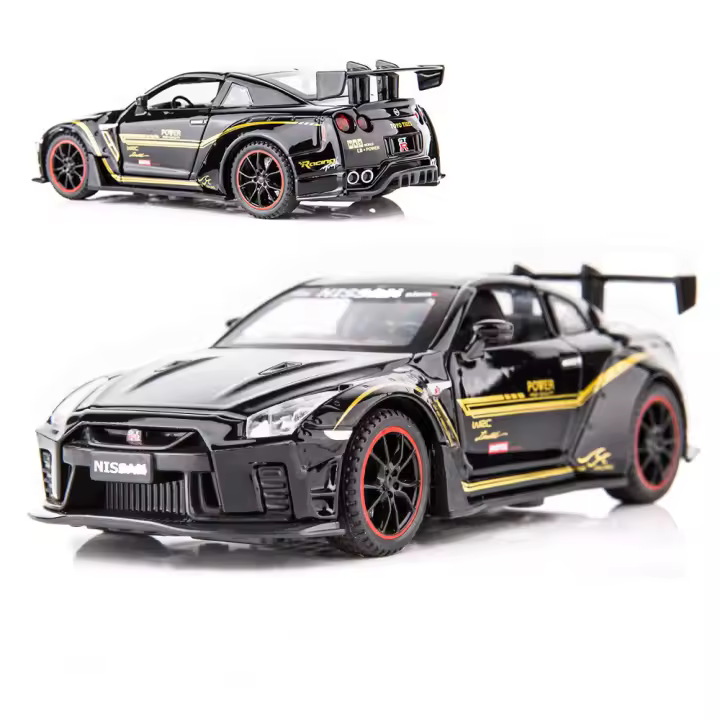 Coche De Juguete a Escala 1:32 Con Sonido Y Luz Para Niños Coche De Metal R35 Skyline De Juguete Con Retroceso Para Regalos - 1