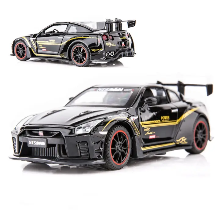 Coche De Juguete a Escala 1:32 Con Sonido Y Luz Para Niños Coche De Metal R35 Skyline De Juguete Con Retroceso Para Regalos - 1