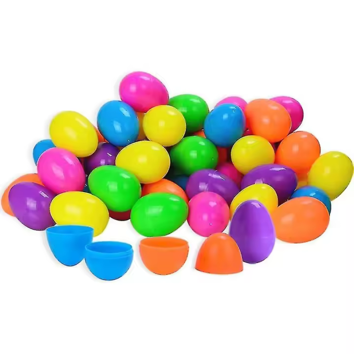 50 huevos de Pascua de plástico de 6 cm (2 3/8"), rellenos para la búsqueda de huevos. - 1