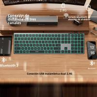 Teclado Inalámbrico Bluetooth Con Iluminación Multicolor Recargable Para Multiple Dispositivos Compatible Con Laptop Tablet iPad - details 0