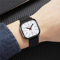Reloj De Pulsera De Cuero Para Hombre Estilo Business Con Dial Cuadrado Y Marcadores Arábigos Movimento De Cuarzo Moda - details 1