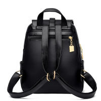 Mochilas de cuero de lujo para mujer y niña, morral informal, Mochila Vintage negra, mochilas escolares - details 12