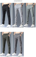 Pantalones Casuales Para Hombre Primavera Otoño 2025 Nuevo Ajustados De Cintura Elástica Color Sólido Negocios Pantalones Talla Media - details 5
