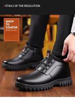 Botas De Hombre Invierno Cuero Con Forro De Peluche Cómodas Antideslizantes Casuales Para Exteriores Y Vacaciones - details 5