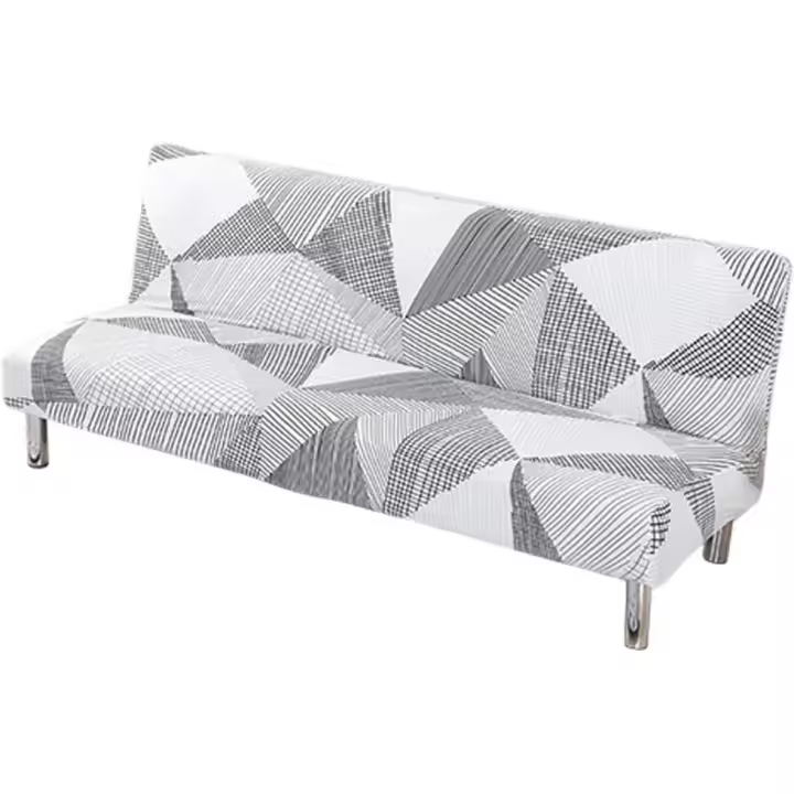888 Fundas de Sofá Sin Brazos Todo Cubierto Protector de Sofa Cama Plegable, Universal Patrón Geométrico Antideslizante 3 Plazas Funda Sofa Elastica, 180-210 cm (Patrón de triángulo) - 1