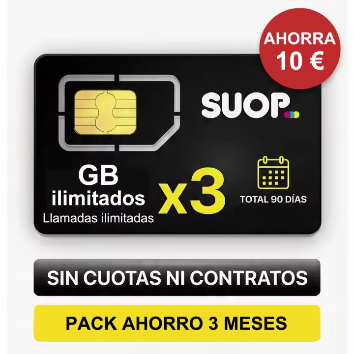 Pack Ahorro Prepago con GB ilimitados durante 3 meses. Tarjeta SIM sin cuotas fijas ni Cuenta bancaria. - 1