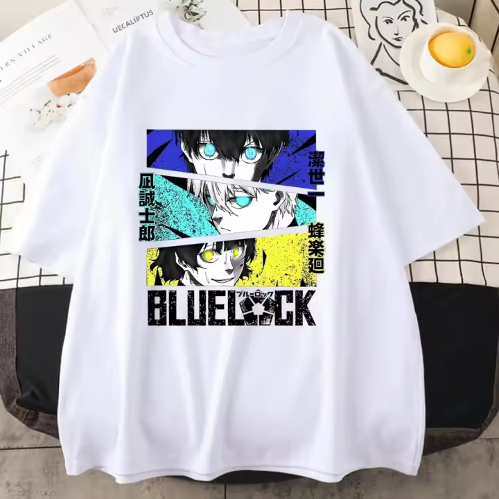 Camiseta De Mujer Con Estampado BLUE LOCK Cuello Redondo Manga Corta Estilo Callejero Casual Polyester Top Para Todas Las Estaciones - 1