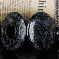 Reloj De Bolsillo Vintage Con Numeros Romanos Y Escala Dual En Negro Cadenas Joyería Antigua Colgante Para Hombre Y Mujer - details 1