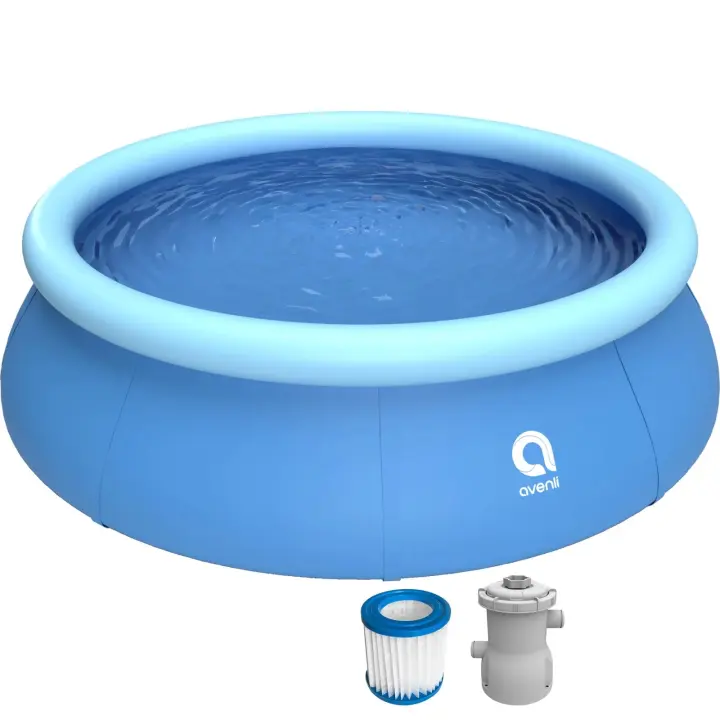 Piscina aro hinchable AVENLI Redonda de ±300cm x 76cm con depuradora de cartucho de 1136L/h (220-240V). Capacidad de agua (80%): 3618L (956GAL).  Es una piscina "autoformada",lo que significa que  solo necesitas inflar el anillo superior de la piscina. - 1