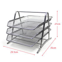 10564-09  Bandeja sobremesa metálica q-connect rejilla plateada con 3 bandejas - details 1