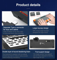 Teclado Mecánico De Juego REDRAGON L61 RGB Con Bluetooth 5.0 Y 2.4G Teclas Más Grandes 1.2X Para Usuarios De Mano Grande Compatible Con Computadora Tablet Y Laptop - details 10