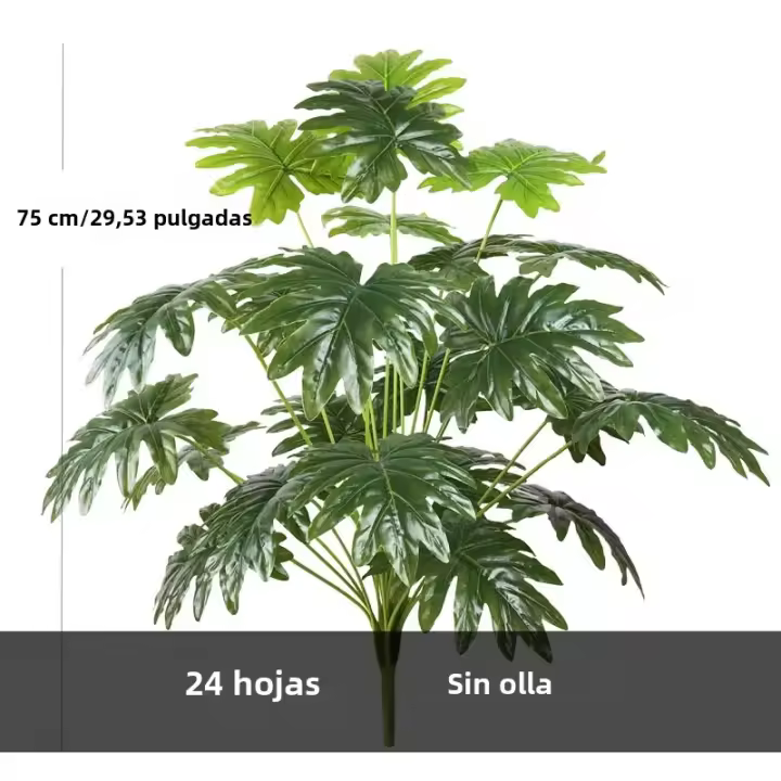 Árbol De Palma Artificial De 75cm Con 24 Cabezas Planta Falsa De Monstera Philodendron Hojas Verdes Para Decoración Interior Y Exterior - 1
