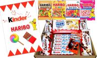 Lote Chocolates Kinder y Gominolas Haribo Regalo Cumpleaños. La Caja Contiene Chocolates Kinder y 4 Bolsas de Chuches Haribo de Cumpleaños. Kinder Bueno, Kinder Chocolate, Kinder Hippo y Conguitos. Caja Regalo WikiMark. - details 1