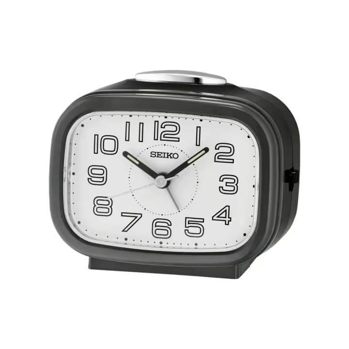 Reloj Despertador Analógico QHK060K plástico negro rectangular alarma repetición luz - 1