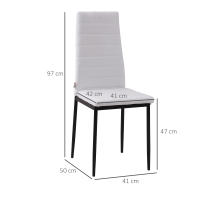 HOMCOM Pack de 4 Sillas de Comedor Modernas, Sillas de Cocina Tapizadas en Lino Sintético con Respaldo Alto y Patas de Metal, para Salón, Blanco - details 2