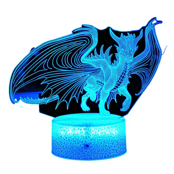 Lámpara De Noche LED 3D Dragon Acrylic Con Control Remoto 16 Colores Regalo De Cumpleaños Y Navidad Para Habitación De Niños Decoración De Dormitorio - 1