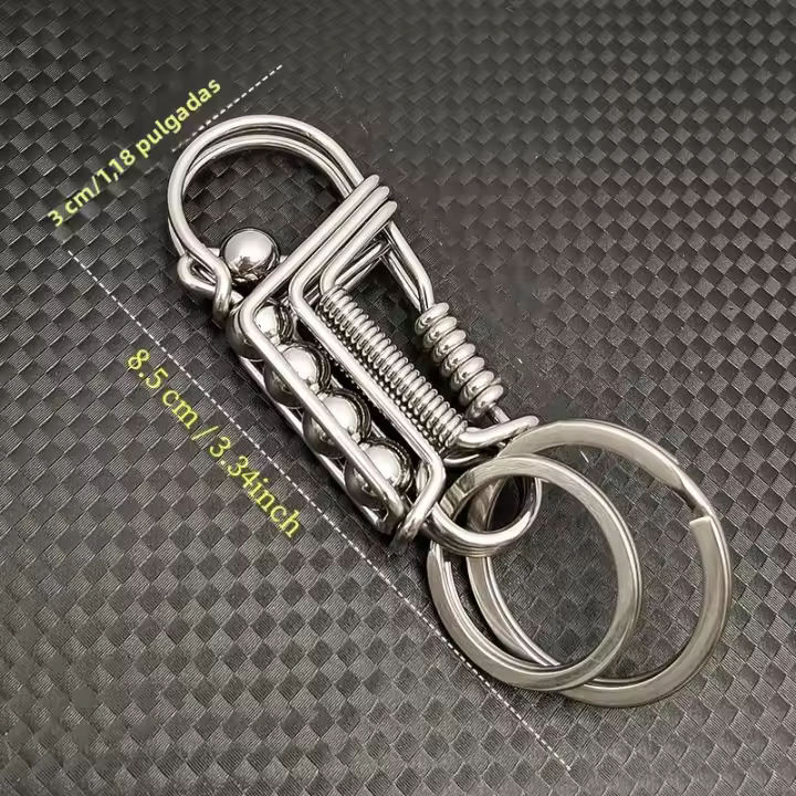 Llavero De Acero Inoxidable Con Hebilla Y Engranajes Estilo Mécanico Para Hombres Adorno De Bola Mate Pequeño Regalo Para Festival - 1