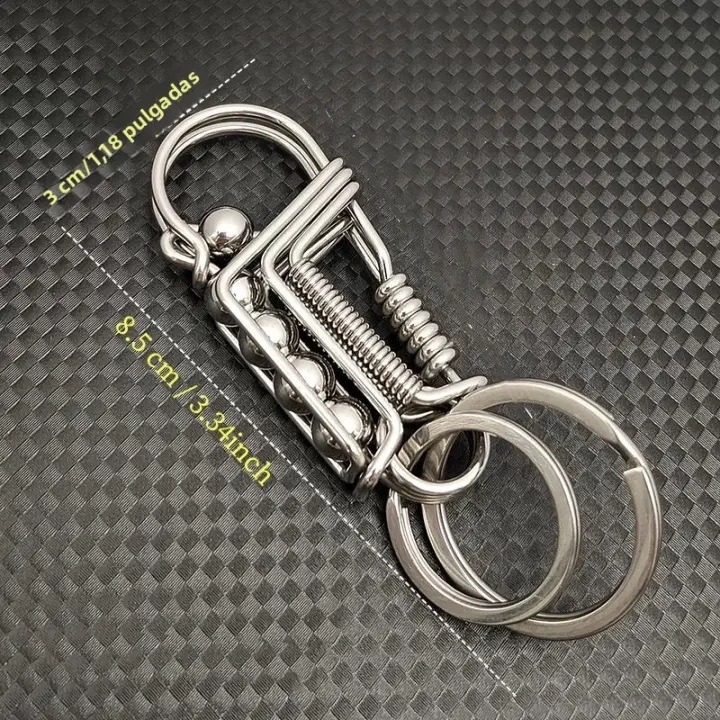 Llavero De Acero Inoxidable Con Hebilla Y Engranajes Estilo Mécanico Para Hombres Adorno De Bola Mate Pequeño Regalo Para Festival - 1